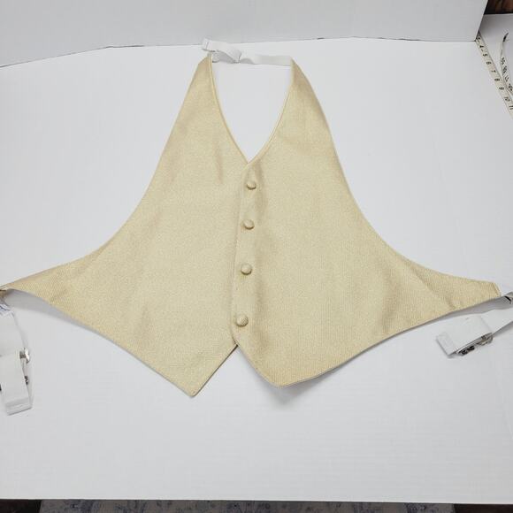 JEAN YAES PARIS Pour L Homme Open Back OS Formal Wedding Tuxedo Prom Vest Gold - Picture 1 of 7